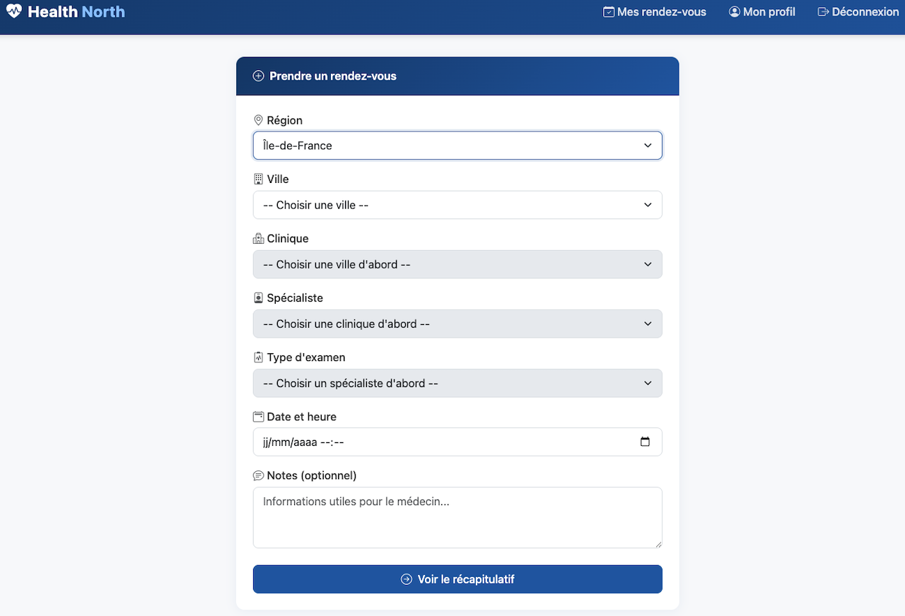 Prise de RDV Health North